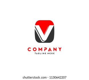 Abstract Letter V Square Shape Logo Design