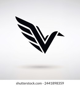 abstract letter v symbol in the form of a stylized bird