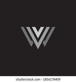 abstract letter v and w gradient geometric line logo vector