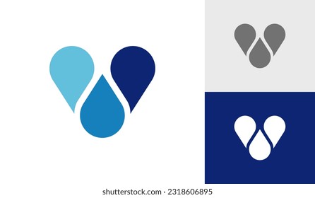 Abstract letter V with water drop logo design