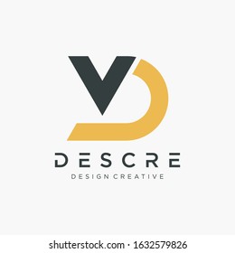 Abstract letter VD simple logo design Template.  Logo Emblem Capital Letter Modern Template. Creative minimalist logotype icon symbol. -VECTOR
