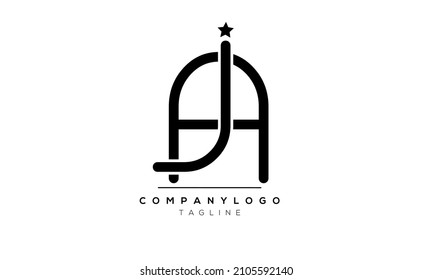 Plantilla de diseño de logotipo de vectores de letras abstractas estrella de AJ JA