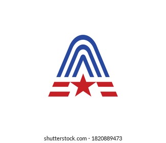 An abstract letter A vector logo monogram with a sense of patriotism.