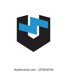 abstract letter vs simple geometric logo vector