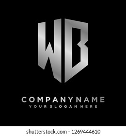 Abstract letter W B shield logo design template