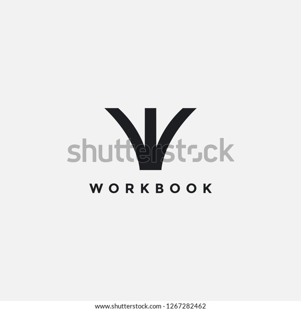 Abstract Letter w and book for workbook logo\
icon vector template on white\
background