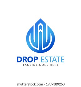 Abstract Letter W Drop Real Estate Logos Design Vector Illustration Template