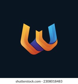 Abstract letter W gradient logo vector icon illustration