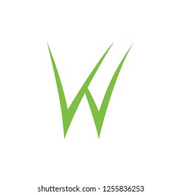 abstract letter w green grass plant logo 