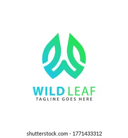 Abstract Letter W Green Leaf Logos Design Vector Illustration Template Stock Premium