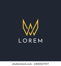diseño de logotipo de línea inicial W de letra abstracta