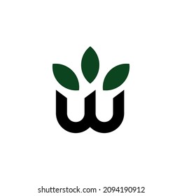 Abstract letter w leaf logo identity. Initial w nature organic logo