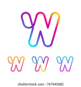 Abstract Letter W Line Monogram Colorful loops logotype, Circle shape, swirl spiral infinity logo symbol, Technology and digital connection