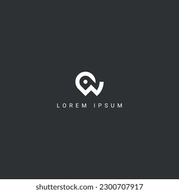 Abstract letter W location logo design vector element.