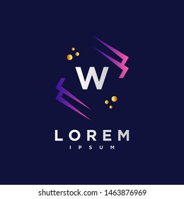 Abstract letter W logo design template. purple and blue Color. creative sign. Universal vector icon.
