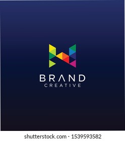 Abstract Letter W Logo Design With Polygonal colorful Shape Vector. initial W logo Pixel Triangle Geometric Colorful. Abstract alphabet W Logo tech digital Mobile aplication