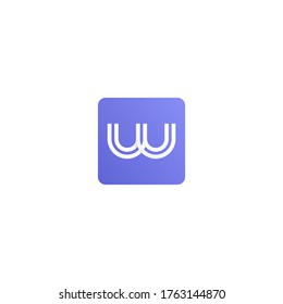 Plantilla de diseño del logotipo de la letra W abstracta. Símbolo de vector de línea. Icono de marca de signo elegante premium. azul y violeta. para negocios, empresa, organización, evento, logotipo web, aplicación móvil.