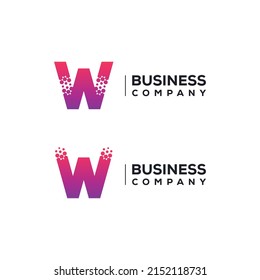 Abstract Letter W Logo design with Pixels Hexagon Shape for Technology and Digital Business Company