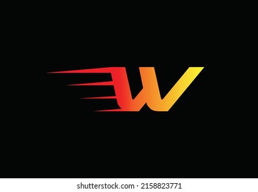 Abstract letter W logo design template. Universal fast speed fire- flame color logo