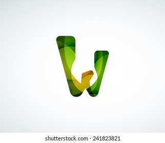 Abstract letter W logo design of color pieces, overlapping geometric shapes.  Light and shadow effects