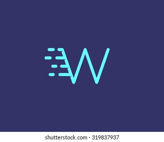 Abstract letter W logo design template.  Dynamic vector unusual line font. Universal fast speed fire moving water quick energy drop icon symbol mark.