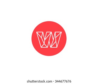 Abstract letter W logo design template. Structure simple line sign. ?ontact, business, medicine, development, mobile app vector symbol icon. 