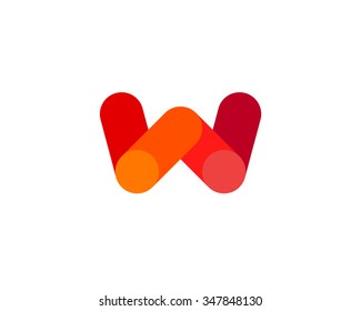 Abstract letter W logo design template. Colorful modern creative sign. Universal vector icon. Fresh tube sector logotype symbol