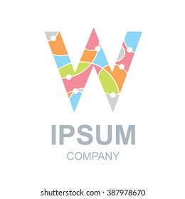 Abstract letter W logo design template,Business,Colorful creative sign,vector icon,lines letters
