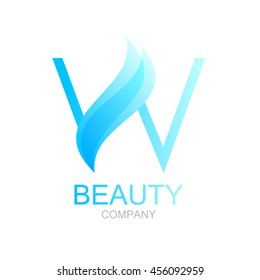 Letra abstracta plantilla de diseño con logo W con salones de belleza y yoga