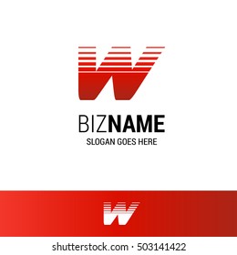 Abstract letter W logo design template. Red vector icon.