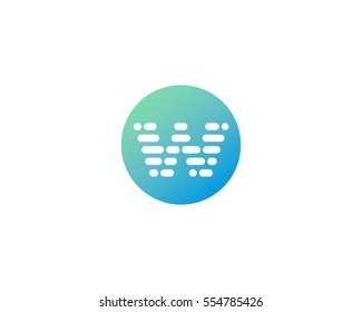Abstract letter W logo design template.  Dynamic code vector logotype. Dots blocks sign mark. Data font icon symbol
