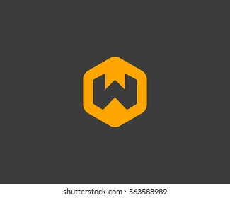 Abstract letter W logo design template. Creative hexagon sign mark. Universal vector icon logotype