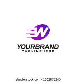 Abstract letter W logo with fast speed lines fast speed moving delivery concept design