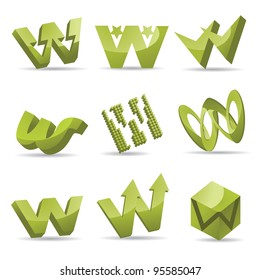Abstract Letter W Logo Icon Symbol Set EPS 8 vector, grouped for easy editing. No open shapes or paths.