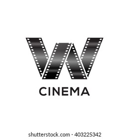 Abstract letter W logo for negative videotape film production