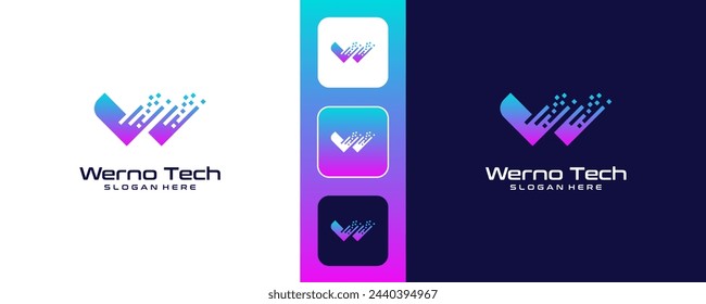 Abstract letter W logo With Technology logo design vector illustration