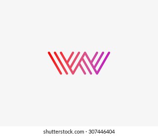 Abstract Letter W M logo design template. Line vector symbol. Premium elegant sign mark icon