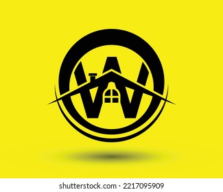Abstract letter W with real estate logo Premium Vector