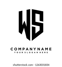 Abstract letter W S shield logo design template