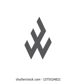 abstract letter w simple geometric line logo
