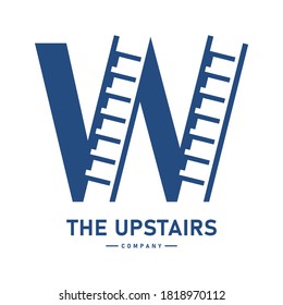 Letra abstracta W con plantilla de logotipo del vector de escalera. Adecuado para negocios, web, corporativos, construcción y logotipo de arte. También, usar para crecimiento y símbolo de paso