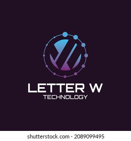 Abstract letter W technology logo vector, suitable for a business in the technology, computer, communication sector or related to logos.