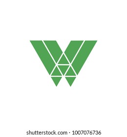 abstract letter w triangles symbol logo vector