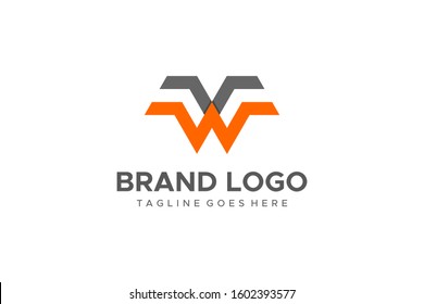 Abstract Letter W or VW Logo. Flat Vector Logo Design Template Element