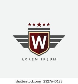 Abstract Letter W wing and king concept Logo Template Design Vector