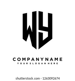 Abstract letter W Y shield logo design template