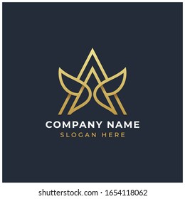 abstract letter A wing gold triangle logo design