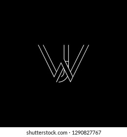 Abstract letter WJ JW. Minimal logo design template. Vector letter logo with white and black color.