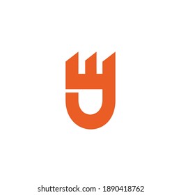 abstract letter wj simple link geometric line logo vector