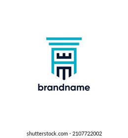 ABSTRACT LETTER WM PILLAR TEMPLATE CROWN LOGO